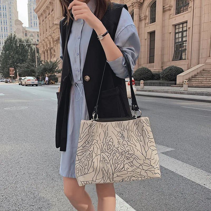 Vintage Style High Shoulder Bag Women PU Leather Handbag