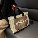 Canvas Tote Bag Large Capacity Handbags Contrast Shoulder Bag