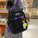CGCBAG Reflective Strip School Backpack For Teenager Girls Large Capacity Women