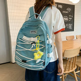 CGCBAG Reflective Strip School Backpack For Teenager Girls Large Capacity Women