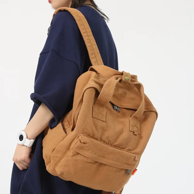 Vintage Canvas Women's School Backpack Large Capacity Casual Female Bags