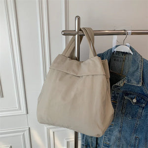 Canvas Women Shoulder Bag Large Capacity Handbag Solid Tote Bag