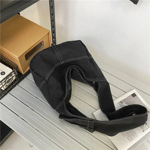 Canvas Shoulder Bag Women Solid Tote Bag Large Capacity Crossbody Bags