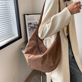 Corduroy Women Shoulder Bags Large Capacity Tote Bag Female Solid Crossbody Bags