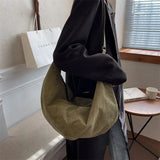 Corduroy Women Shoulder Bags Large Capacity Tote Bag Female Solid Crossbody Bags