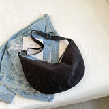 Corduroy Women Shoulder Bags Large Capacity Tote Bag Female Solid Crossbody Bags