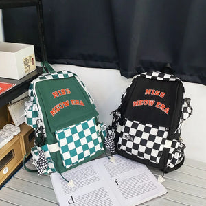 CGCBAG Checkerboard Large Capacity Backpacks Waterproof Nylon