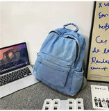 CGCBAG Denim Canvas Backpack Women Large Capacity School Backpack