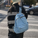 CGCBAG Denim Canvas Backpack Women Large Capacity School Backpack