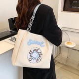 CGCBAG Women Canvas Shoulder Bag Embroidery Handbags Large Capacity