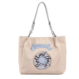 CGCBAG Women Canvas Shoulder Bag Embroidery Handbags Large Capacity