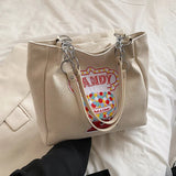 CGCBAG Women Canvas Shoulder Bag Embroidery Handbags Large Capacity