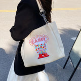 CGCBAG Women Canvas Shoulder Bag Embroidery Handbags Large Capacity