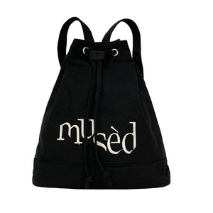 Canvas Women Backpack Letter Printing Backpack Female Retro Drawcord School Bag