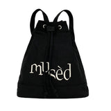 Canvas Women Backpack Letter Printing Backpack Female Retro Drawcord School Bag