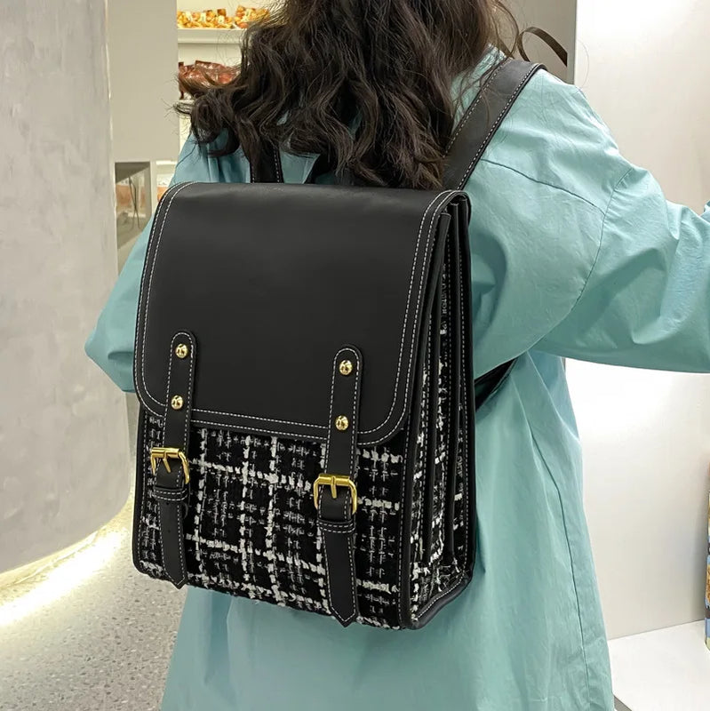 CGCBAG Women Leather College Style School Backpack Laptop Bag