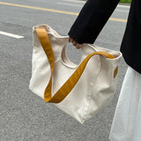 Canvas Tote Bag For Women Large Capacity Solid Beach Shoulder Handbags