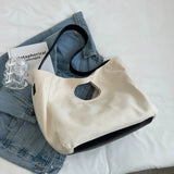 Canvas Tote Bag For Women Large Capacity Solid Beach Shoulder Handbags