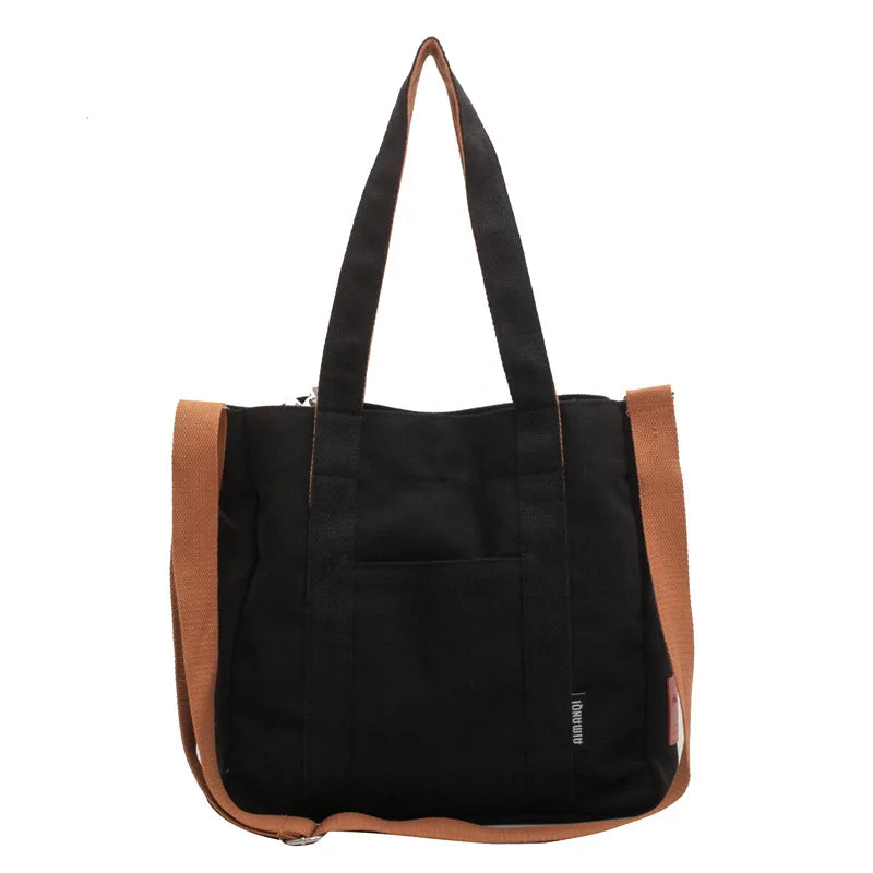 CGCBAG Canvas Shoulder Bag Large Capacity Beach Tote Solid Female Handbags