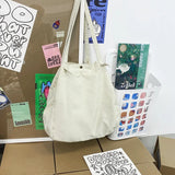 Large Capacity Women Canvas Tote Shoulder Bag Harajuku Solid Beach Shopper Bag C