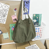Large Capacity Women Canvas Tote Shoulder Bag Harajuku Solid Beach Shopper Bag C