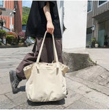 Large Capacity Women Canvas Tote Shoulder Bag Harajuku Solid Beach Shopper Bag C