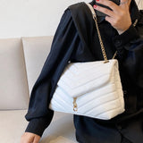 Vintage Lingge Chain Shoulder Bag Leather Large Tote Bag