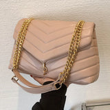 Vintage Lingge Chain Shoulder Bag Leather Large Tote Bag