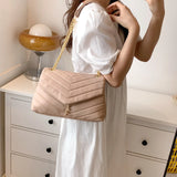 Vintage Lingge Chain Shoulder Bag Leather Large Tote Bag