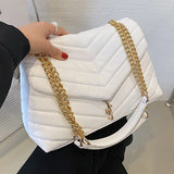 Vintage Lingge Chain Shoulder Bag Leather Large Tote Bag