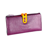 Women's Leather Long Clutch Purse with Zipper Pocket