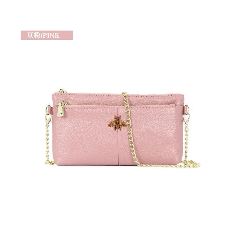 Retro Cowhide Messenger Bag Hand Bag Women Small Chain Cross Body Bags