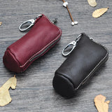 Cow Leather Key Bag Zipper Keychain Holder