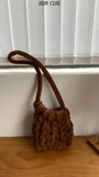 Velvet Knitting Women's Bag Autumn Winter Hand Woven Bag