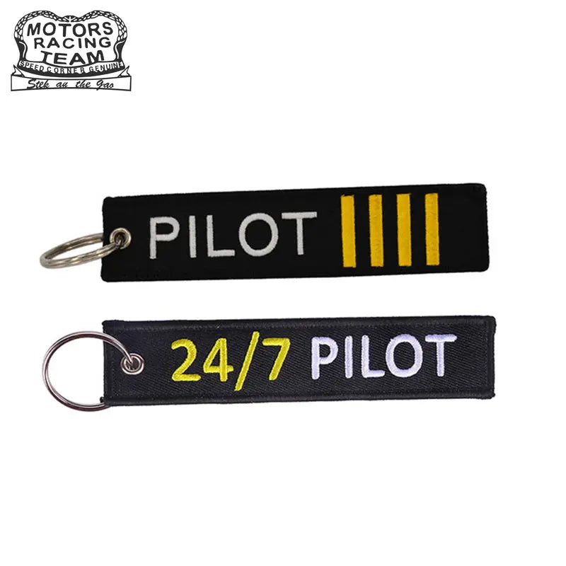 CLELO Flight Pilot Luggage Tag Embroidery Travel Tag with Key Ring