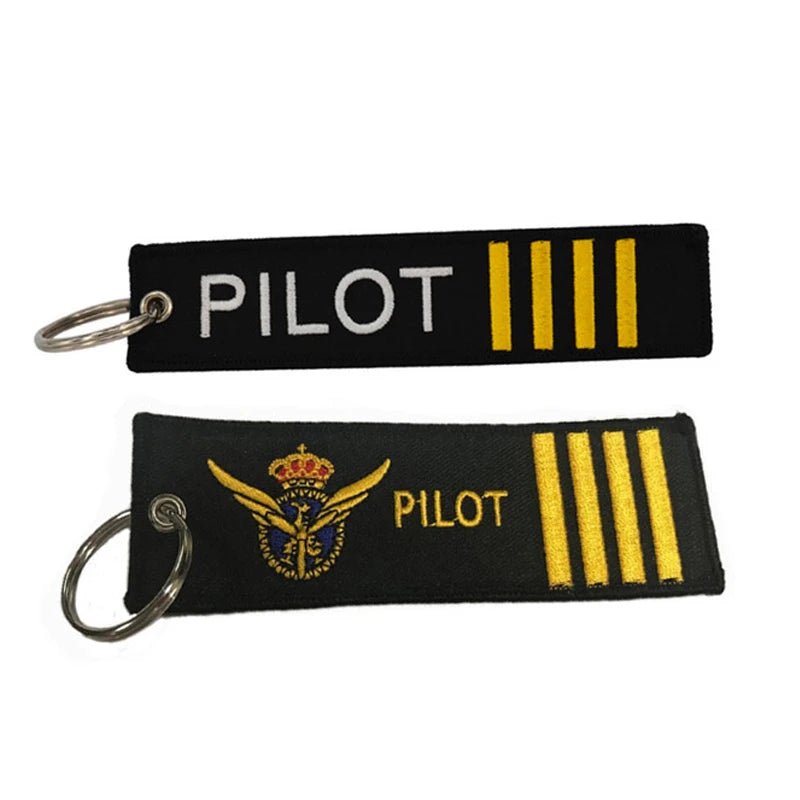 CLELO Flight Pilot Luggage Tag Embroidery Travel Tag with Key Ring