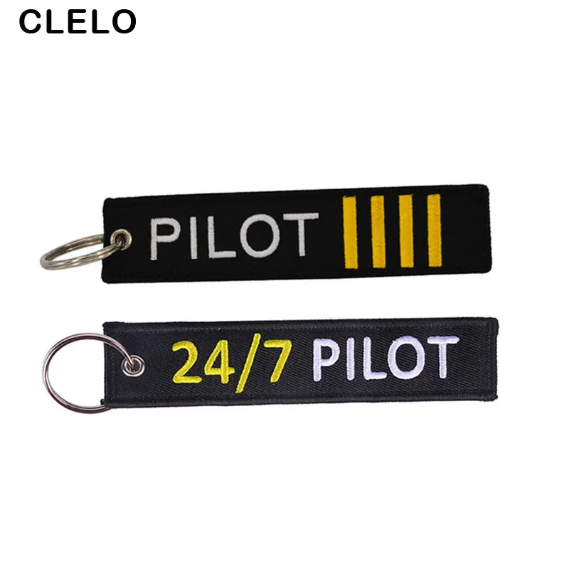 CLELO Flight Pilot Luggage Tag Embroidery Travel Tag with Key Ring