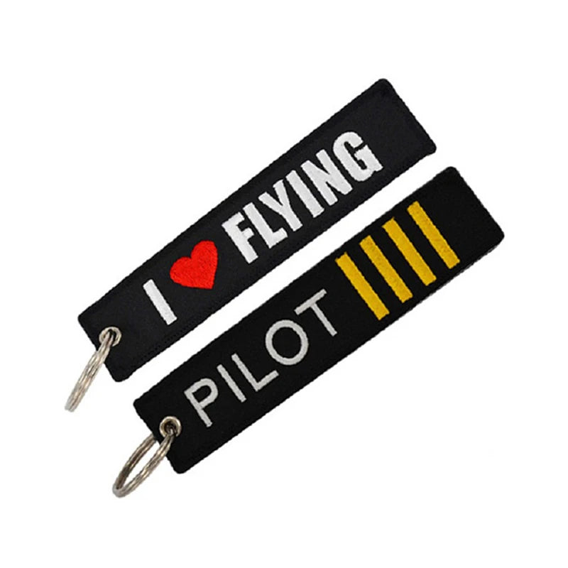 CLELO Flight Pilot Luggage Tag Embroidery Travel Tag with Key Ring