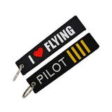 CLELO Flight Pilot Luggage Tag Embroidery Travel Tag with Key Ring