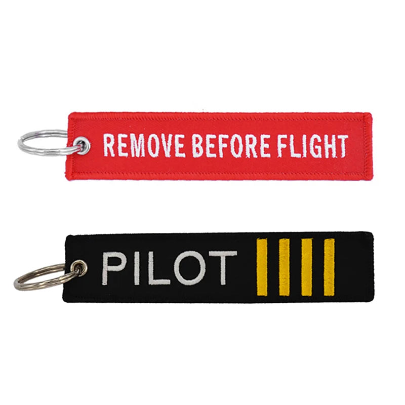 CLELO Flight Pilot Luggage Tag Embroidery Travel Tag with Key Ring