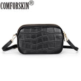 Cow Leather Women Messenger Bag Crocodile Pattern Style Large Capacity