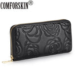 Cowhide Leather Long Embossing Wallet For Women