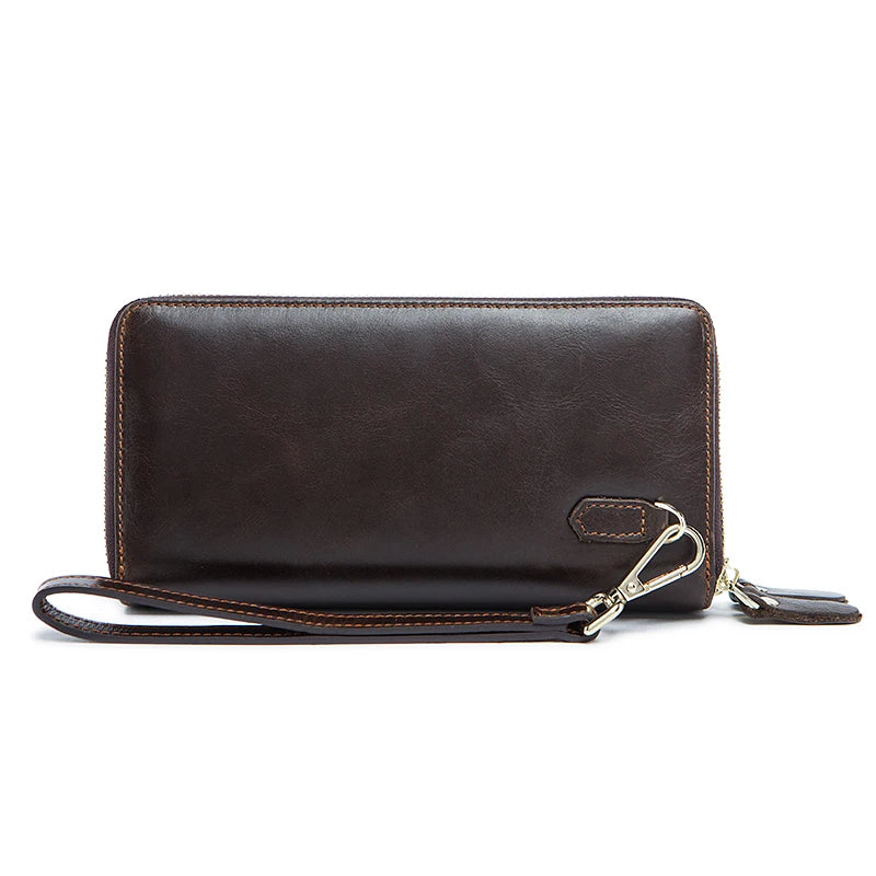 Double Layers Zipper Men Wallet Large Capacity Clutch Purse