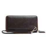 Double Layers Zipper Men Wallet Large Capacity Clutch Purse