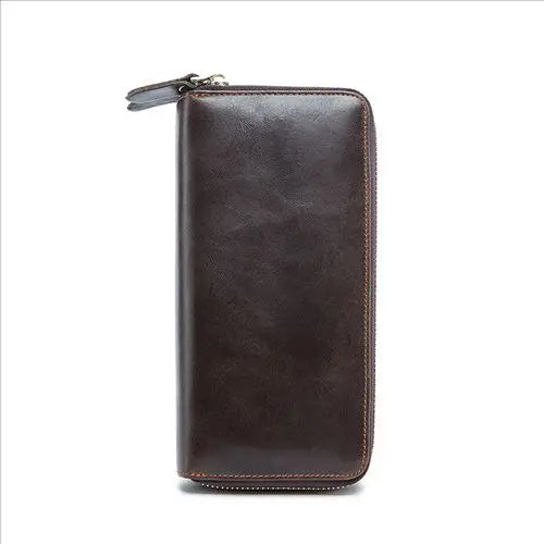 Double Layers Zipper Men Wallet Large Capacity Clutch Purse