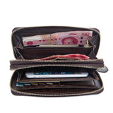 Double Layers Zipper Men Wallet Large Capacity Clutch Purse