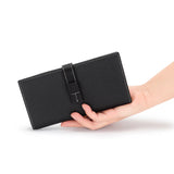 Cowhide Leather Zipper Purse Drawstring Long Wallet for Women