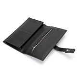 Cowhide Leather Zipper Purse Drawstring Long Wallet for Women