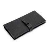 Cowhide Leather Zipper Purse Drawstring Long Wallet for Women