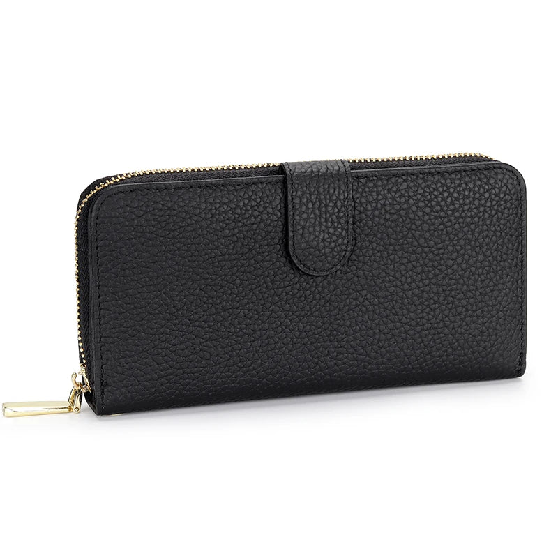 Full Leather Wallet Women's Long Wallet Clutch Bag